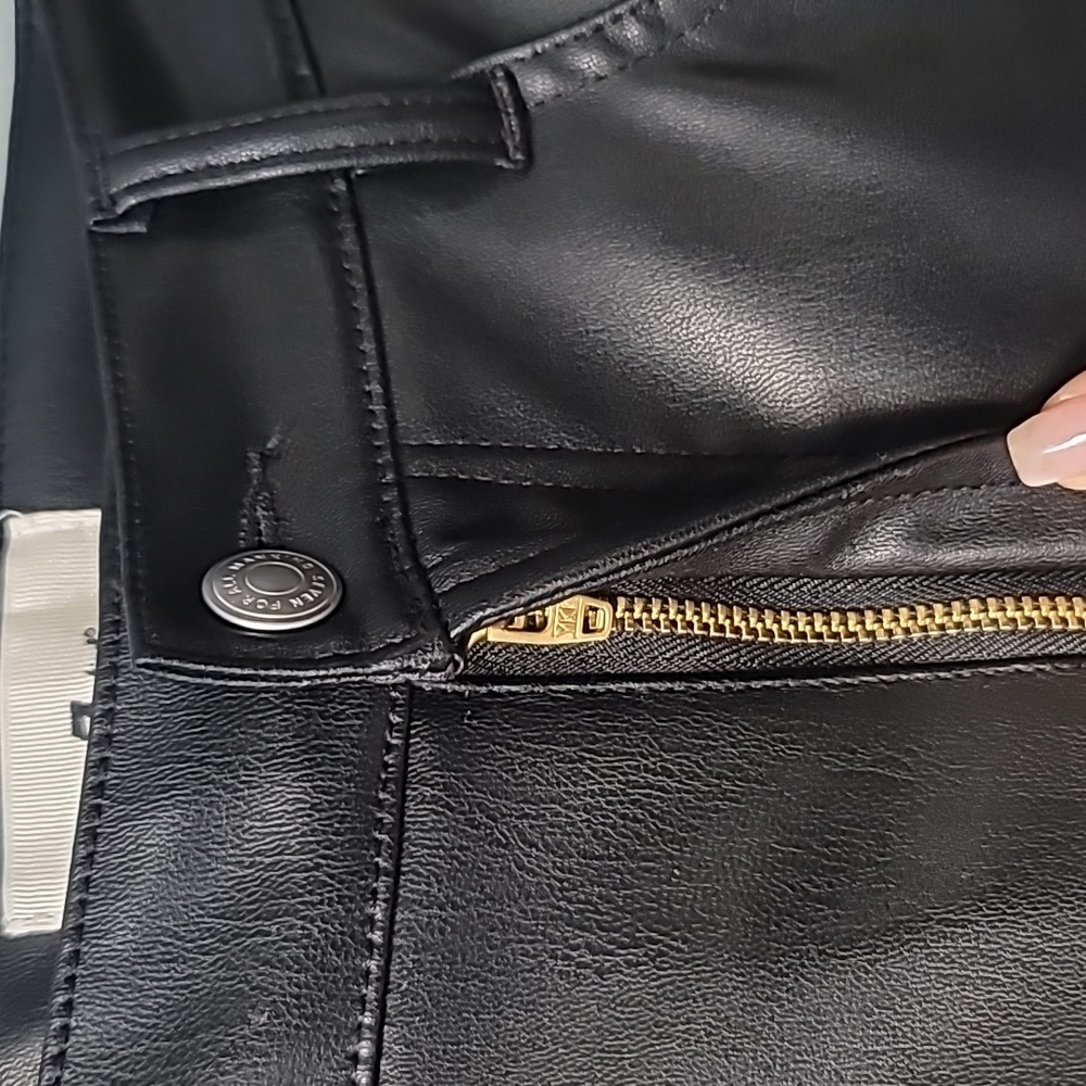 7 For All Mankind Faux Leather Straight Leg Pants, Size 31, Color Black - Picture 5 of 12